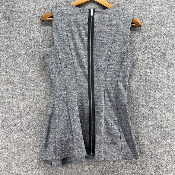 H&M Blouse Women M Medium Gray Full Zip Sleeveless Lined Wide Strap Round Neck - Picture 2 of 9